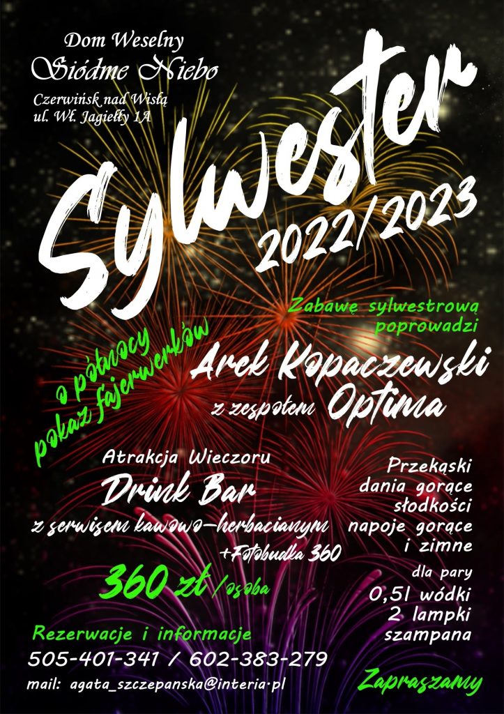 Sylwester 2022 2023 Plakat Poprawiony | Siódme Niebo